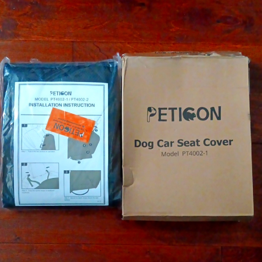 Peticon Dog Car Seat Cover with mesh window for back seat black NIB